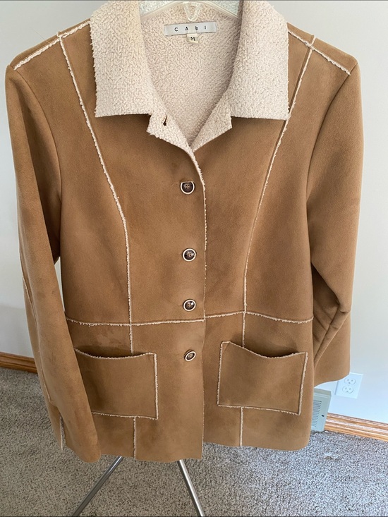 CAbi Jackets & Blazers - CAbi Camel Faux-Suede Teddy Trim Jacket